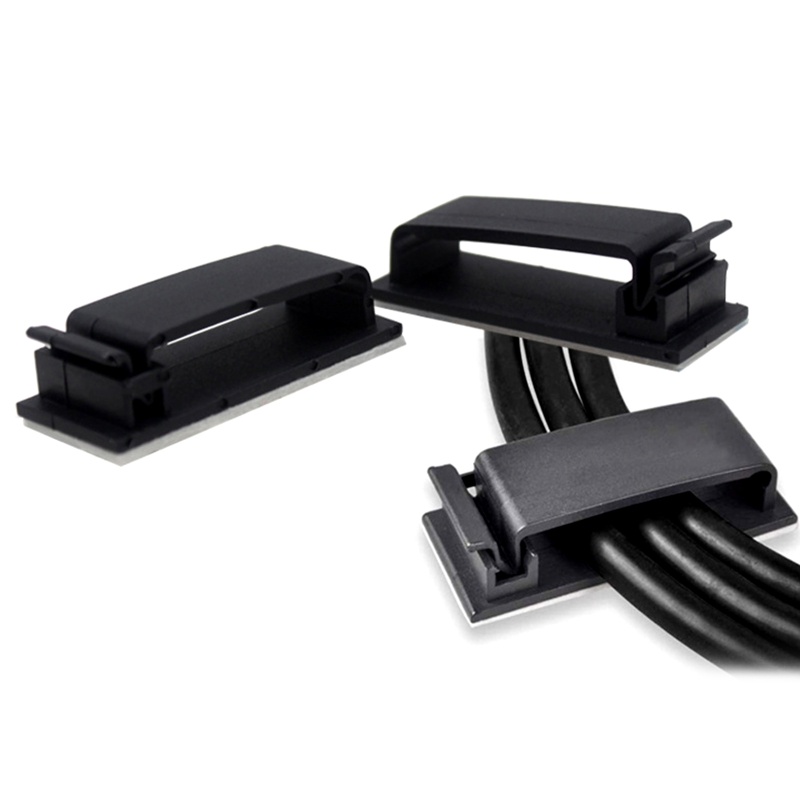 Set 50 / 100 Kẹp Giữ Dây Cáp TV / Máy Tính Tự Dính Màu Đen