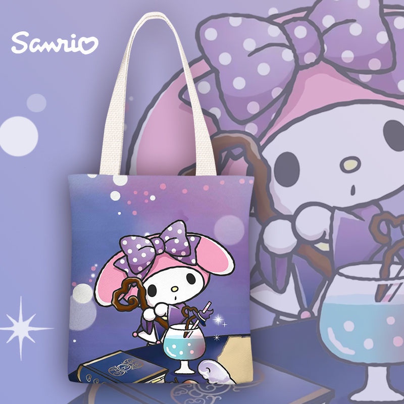 Sanrio Melody Cartoon Canvas tote Phim hoạt hình dễ thương túi vải túi cô gái túi học sinh túi xách túi vai túi xách túi zipper túi môi trường túi xách
