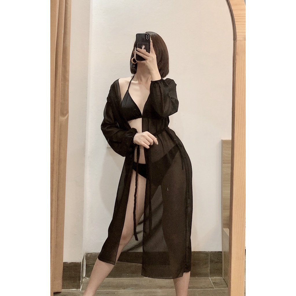 Áo khoác đi biển, áo kimono mặc ngoài bikini kín đáo sang chảnh, Bikini191