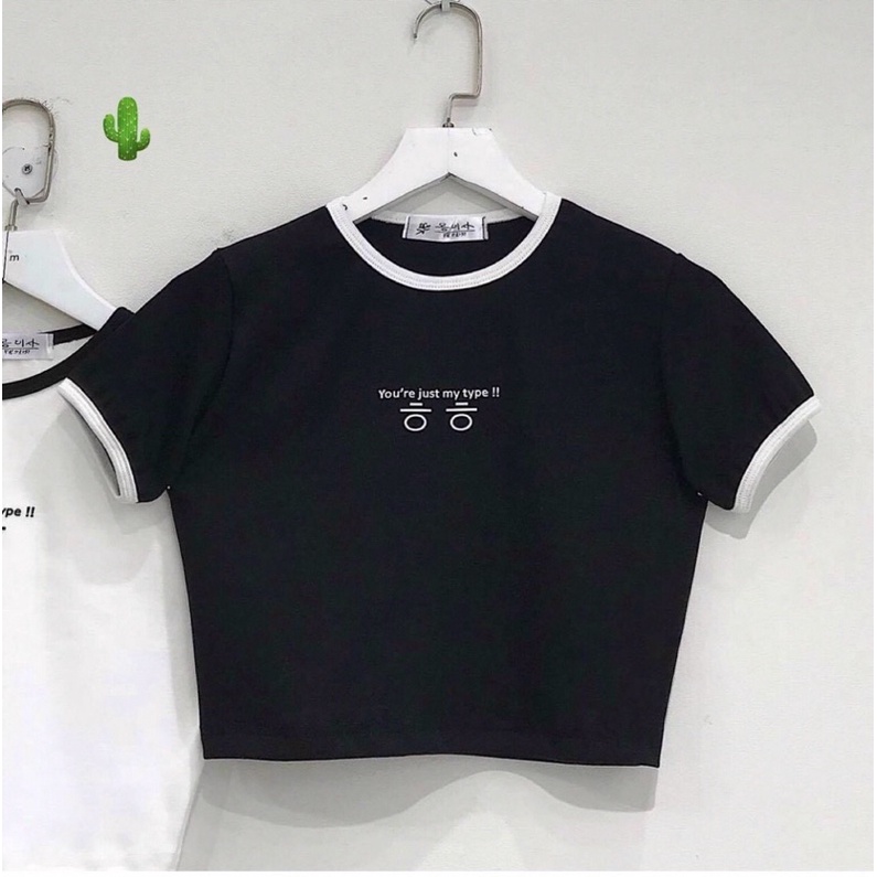 🍀Áo thun croptop body thêu chữ song hỉ