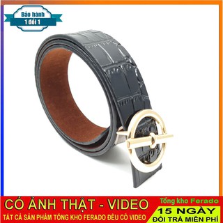 Thắt lưng nam mặt tròn vân cá sấu