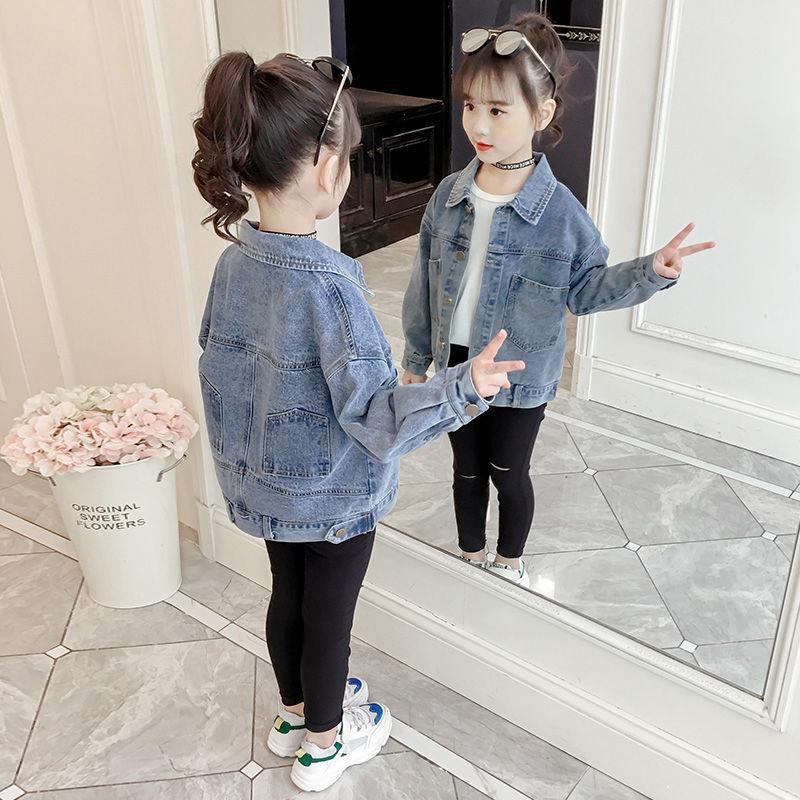 Áo khoác nữ da jeans 2021 s ách trang phục nữ trang trang thời trang trang trang nữ trang trẻ em mặc áo trẻ mùa thu