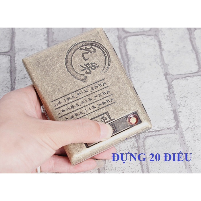 (ĐA NĂNG, 20 ĐIẾU) Hộp đựng thuốc lá đa năng bằng kim loại, hoa văn cổ điển sang trọng