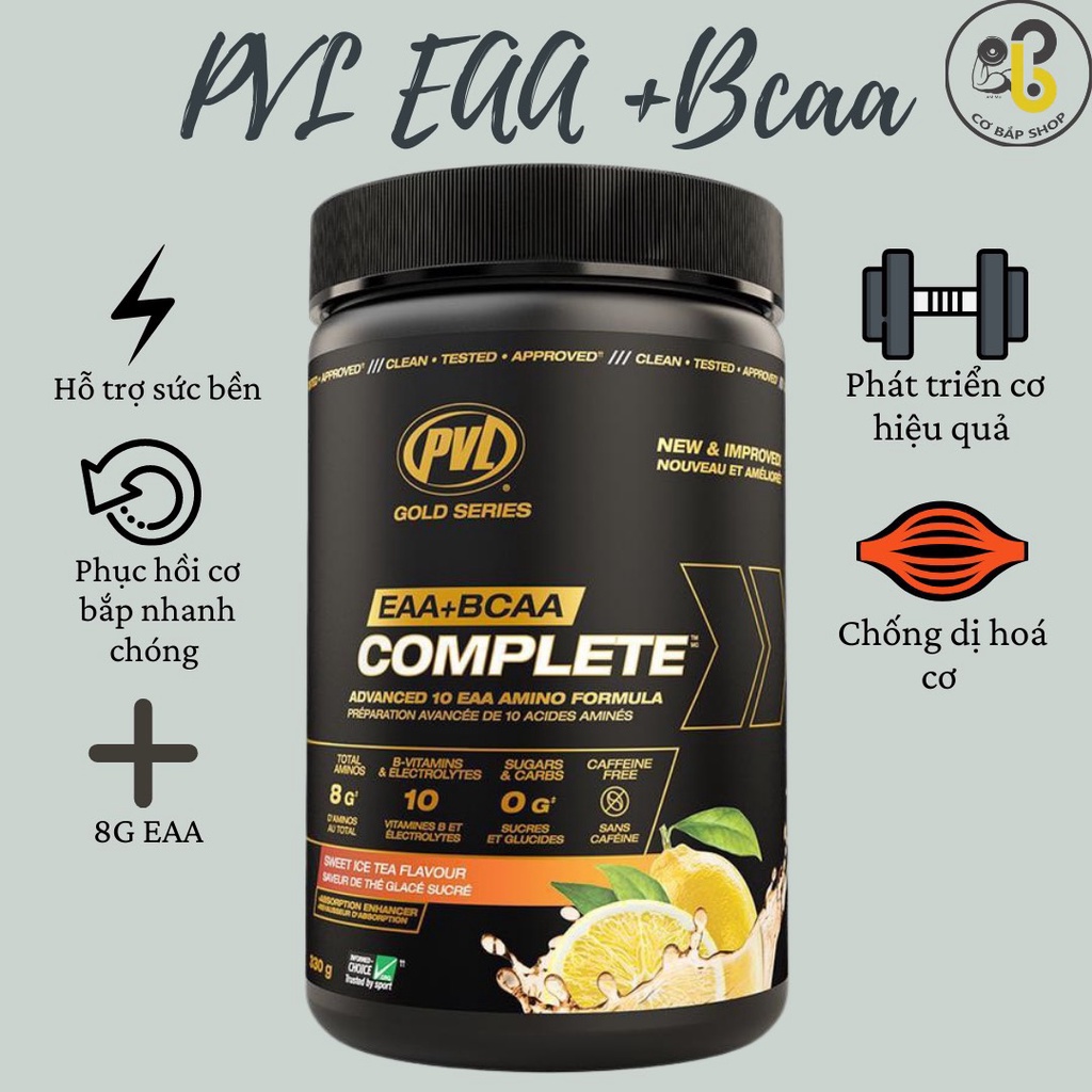 PVL EAA+BCAA COMPLETE - Phục hồi thể lực nhanh - tăng sức bền tốt - phát triển cơ bắp ( 330g )