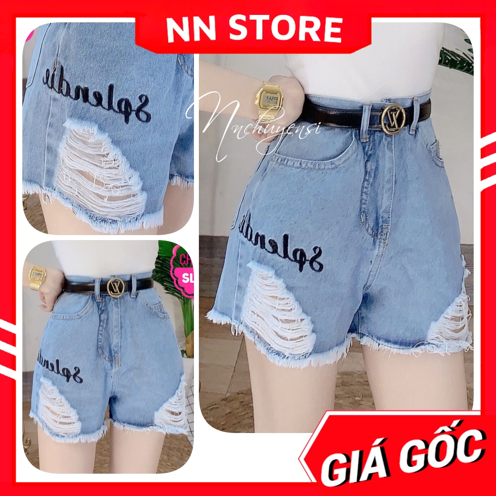 Quần short jean nữ Quần đùi chất jean dày dặn in họa tiết dễ thương SLT