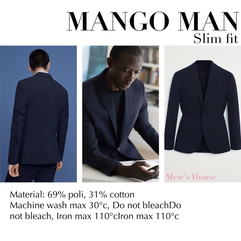M A N G O áo vest blazer nam hàng nhập khẩu Tây Ban Nha