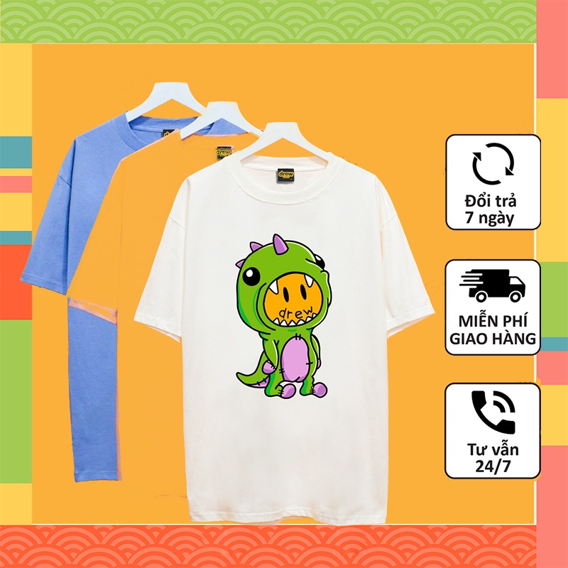 Áo thun tay lỡ Drew Khủng Long áo phông cotton unisex nam nữ form rộng oversize 46 Clothing