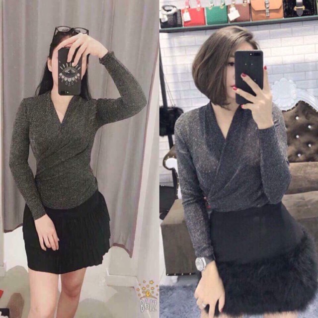 Áo chéo vạt nhũ