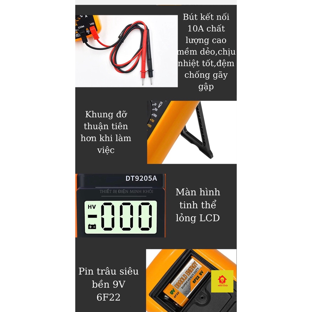 Đồng hồ vạn năng điện tử Excel DT 9205A kèm pin mẫu mới