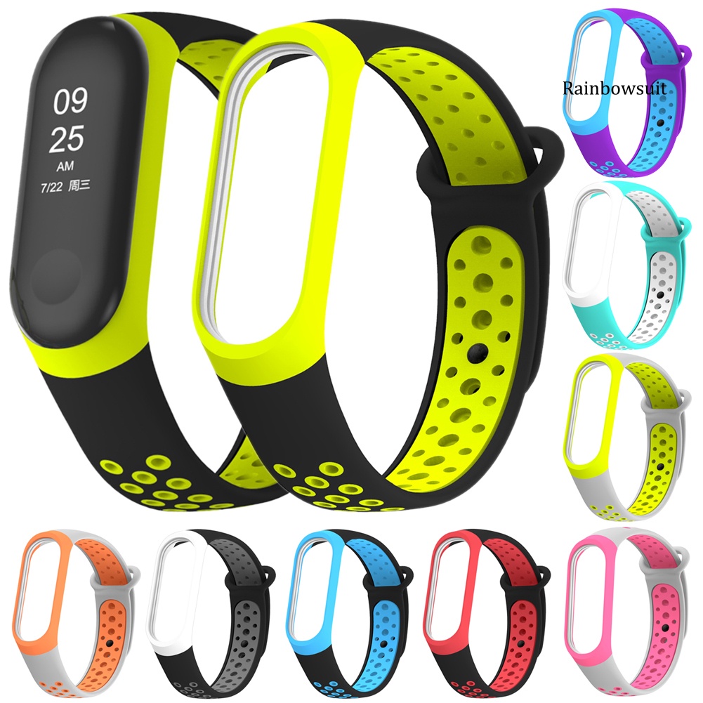 Dây Đeo Thay Thế Chất Liệu Silicon Thiết Kế Nhiều Lỗ Thời Trang Cho Xiaomi Miband 3 4