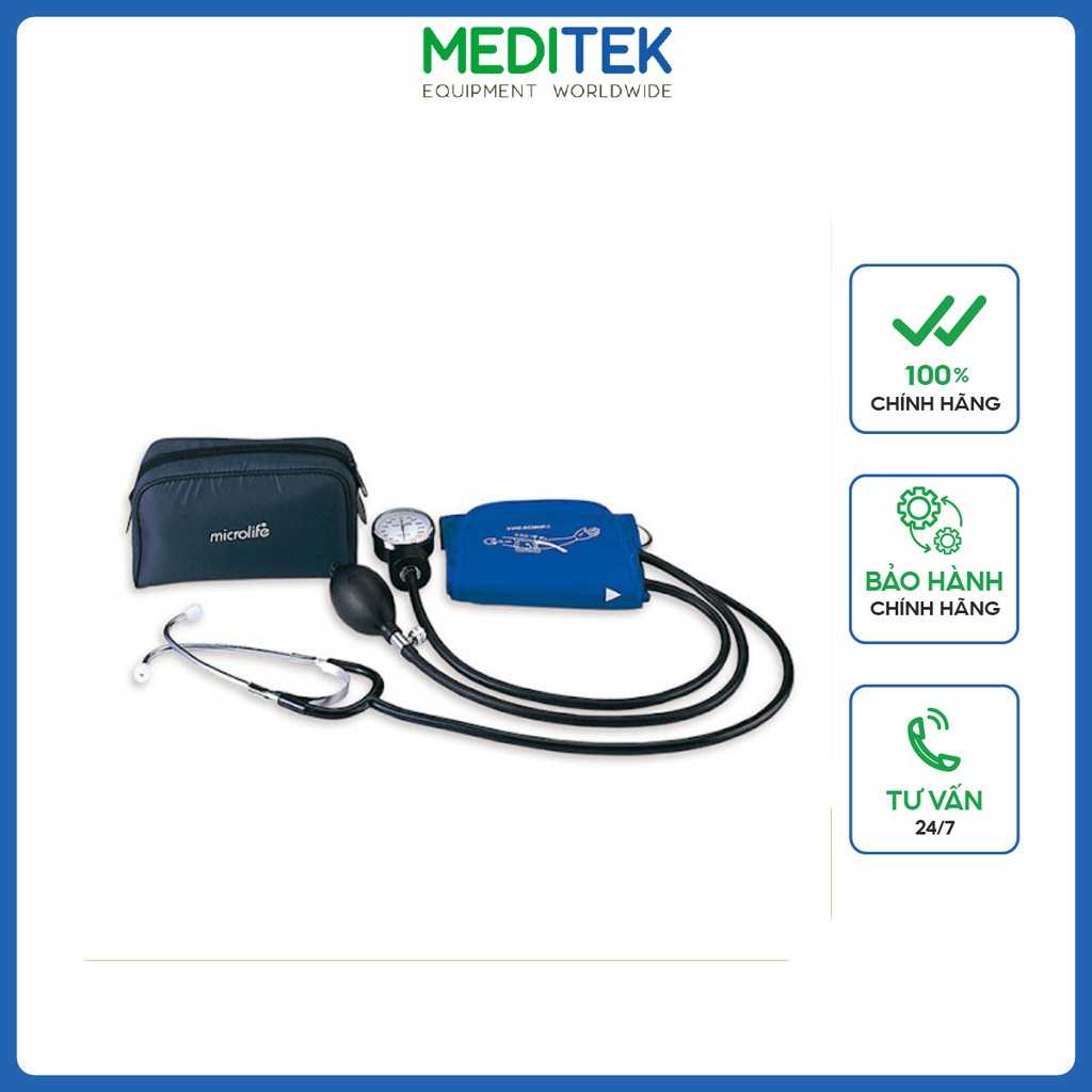 Máy đo huyết áp cơ kèm tai nghe Microlife BP AG1-20, đo chính xác, Bảo hành 24 tháng