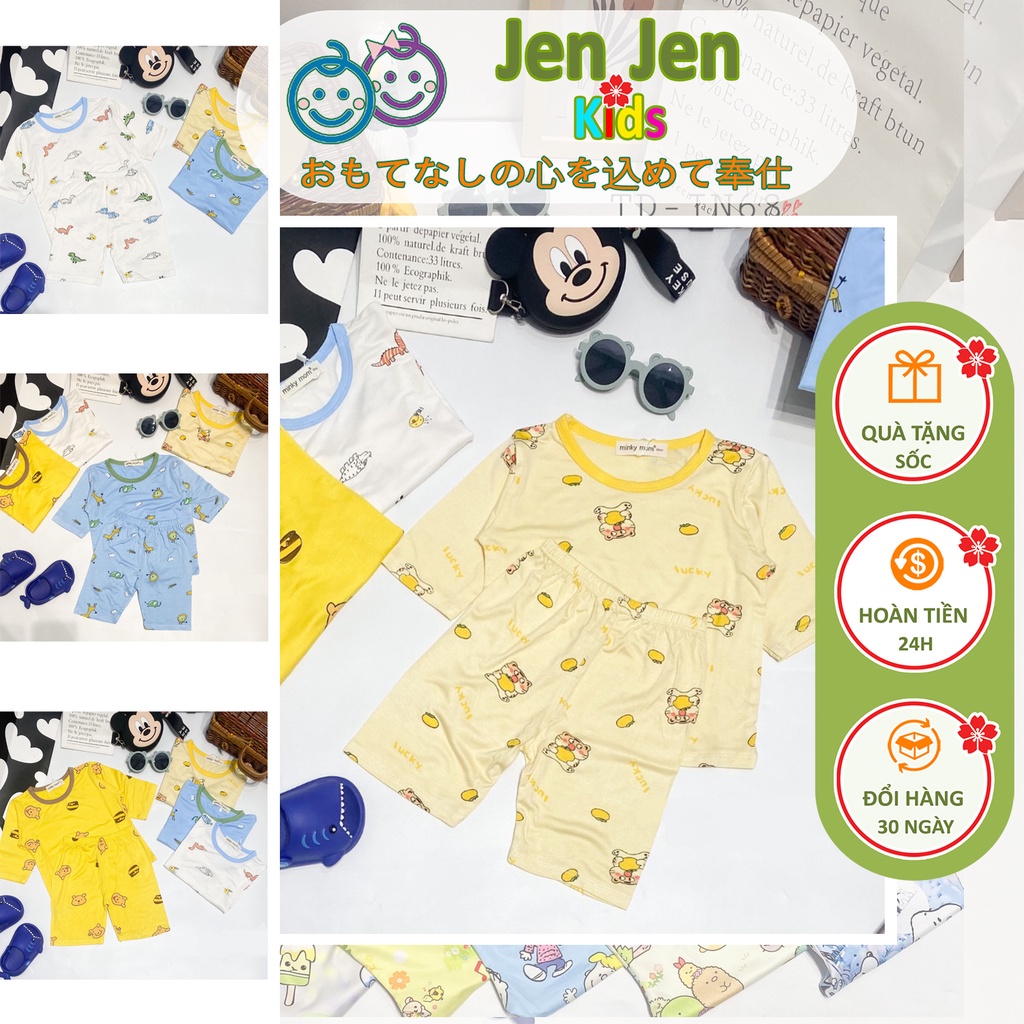 Bộ Quần Lửng,Tay Lỡ Trẻ Em Minky Mom Thun Lạnh, Động vật Dễ thương Cho Bé Gái, Trai, 0 - 8 Tuổi, 8-27kg, TN-IN105