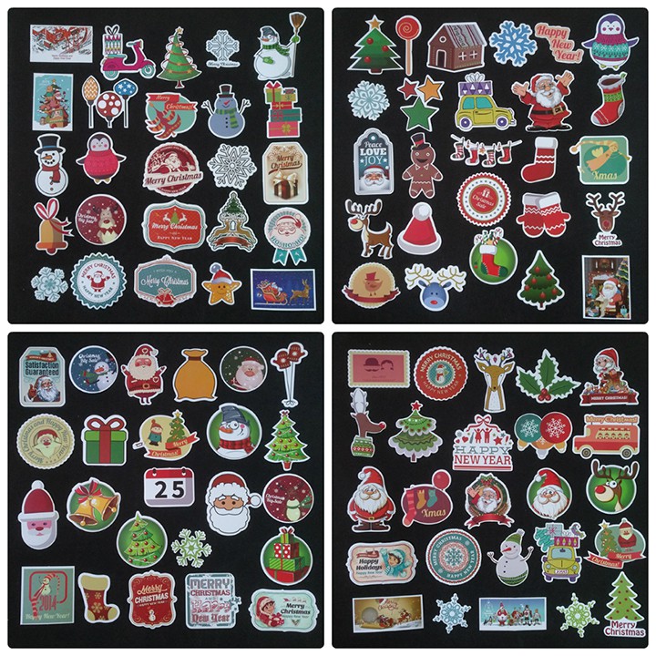 Bộ Sticker dán cao cấp chủ đề GIÁNG SINH - ÔNG GIÀ NOEL - Dùng dán Xe, dán mũ bảo hiểm, dán Laptop...