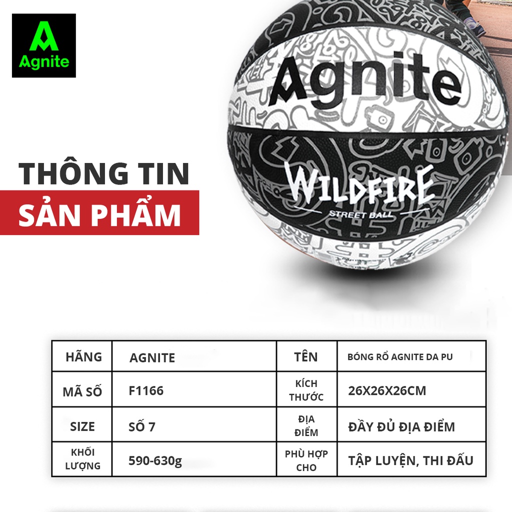 Bóng rổ đường phố Agnite số 7 da PU cao cấp,  đạt tiêu chuẩn, hàng chính hãng , thiết kế độc lạ siêu cá tính  - F1166