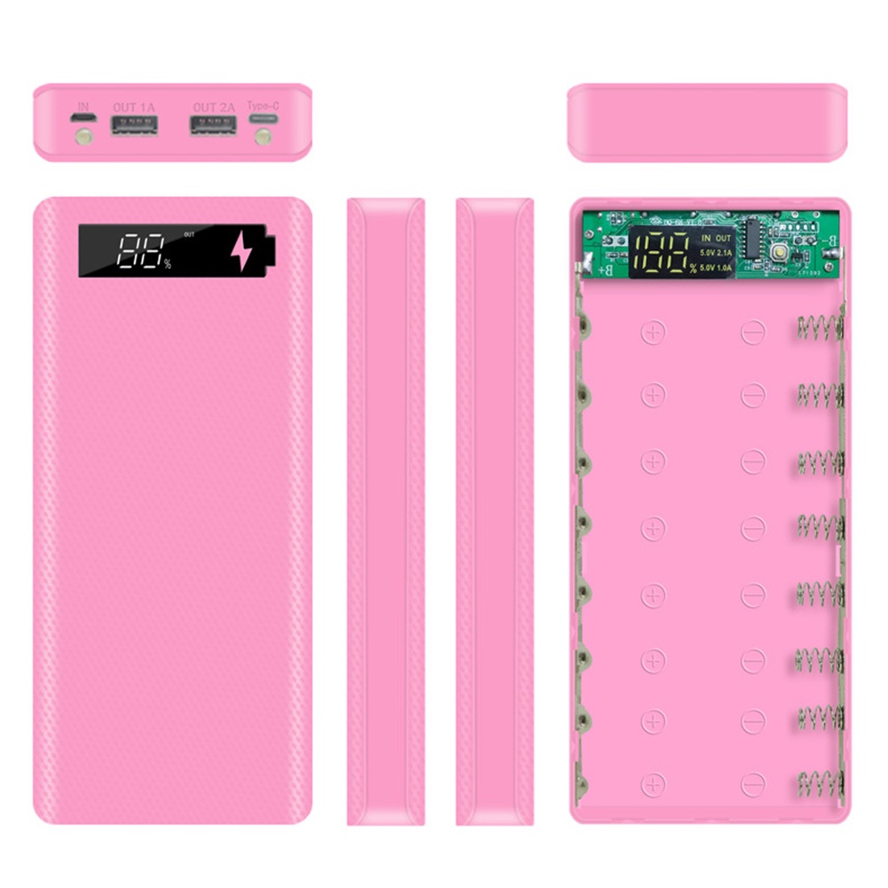 Vỏ Pin Sạc Dự Phòng Micro USB Type-C 18650 Màn Hình LCD DIY Ốp