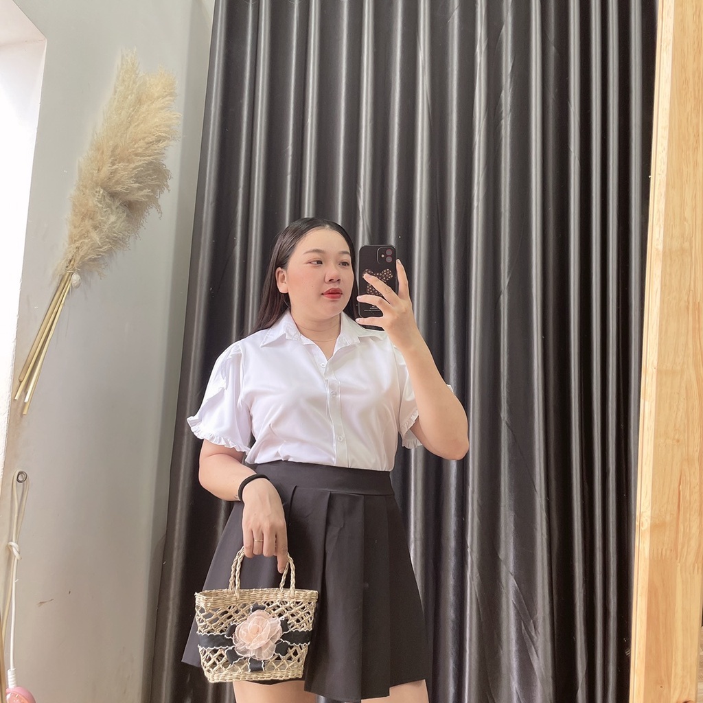 Áo Sơ Mi Kiểu Bigsize Tay Búp Dễ Thương, Sơ Mi Công Sở Lên Phom Cực Xinh MÃ SM BÚP