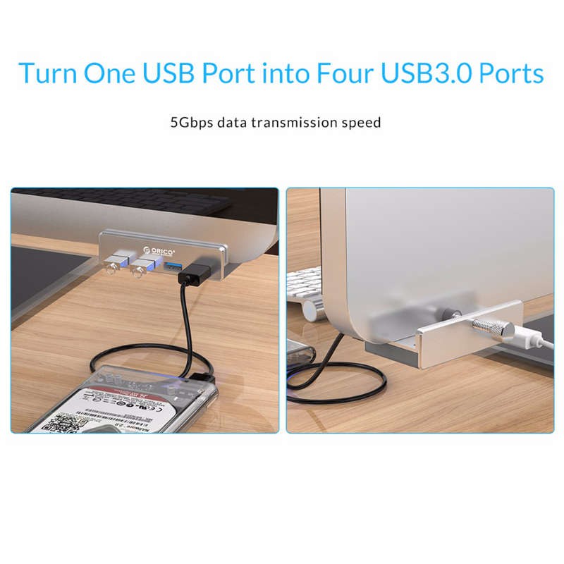 Bộ Hub chuyển đổi USB ORICO có 4 cổng USB 3.0 tốc độ cao thiết kế dạng kẹp -dc3451