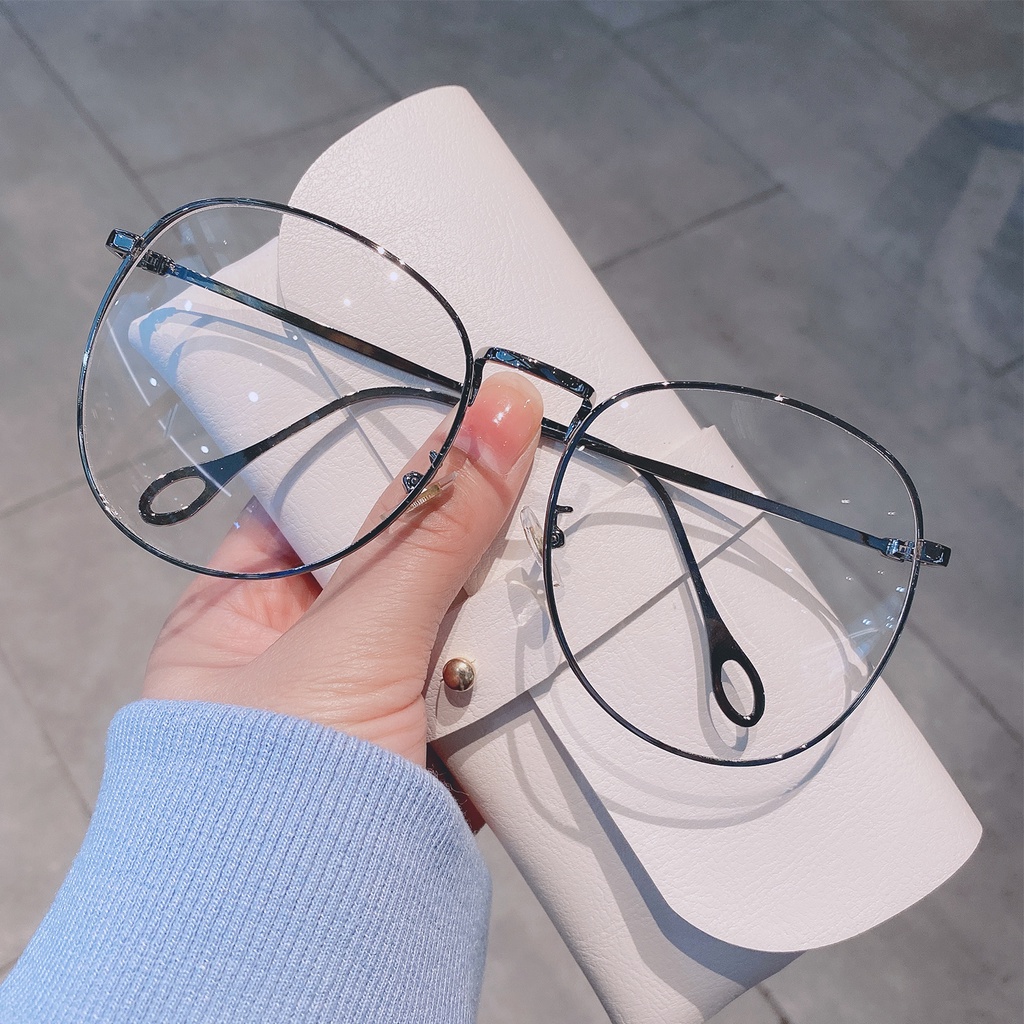 Mắt kính HENGHA gọng hình oval oversize chống bức xạ phong cách thời trang Hàn Quốc cho phái nữ