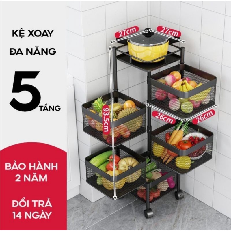 Kệ Đa Năng Kệ Sắt đa năng Vuông soay 360 4 tầng 5 tầng  -Chất Liệu Thép Không Gỉ Có Bánh Xe Di Chuyển Siêu Tiện Ích