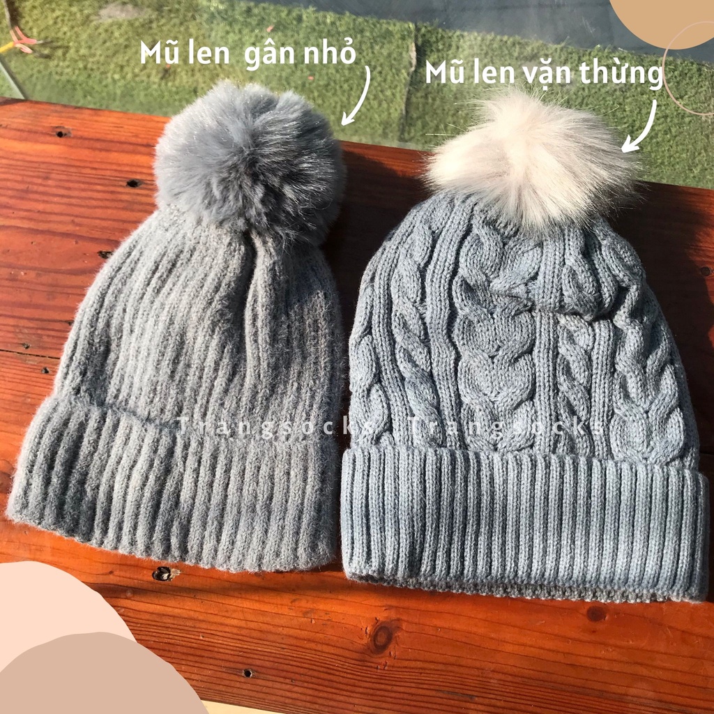 Mũ len vặn thừng lót lông  - ảnh thật