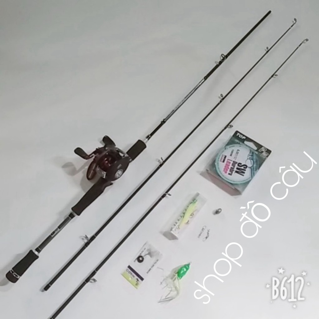 combo bộ cần câu lure cần dài 2m4 + máy ngang CD201 máy cực khoẻ bộ y hình