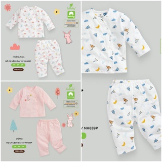 Lullaby -  (3 mẫu) Bộ dài tay cài chéo chất liệu cotton thấm hút mồ hôi cho bé 3-6kg