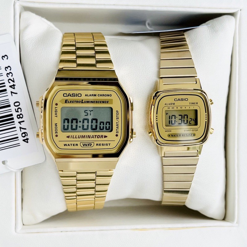Đồng hồ điện tử nam nữ Casio A168 Gold LA670 Gold