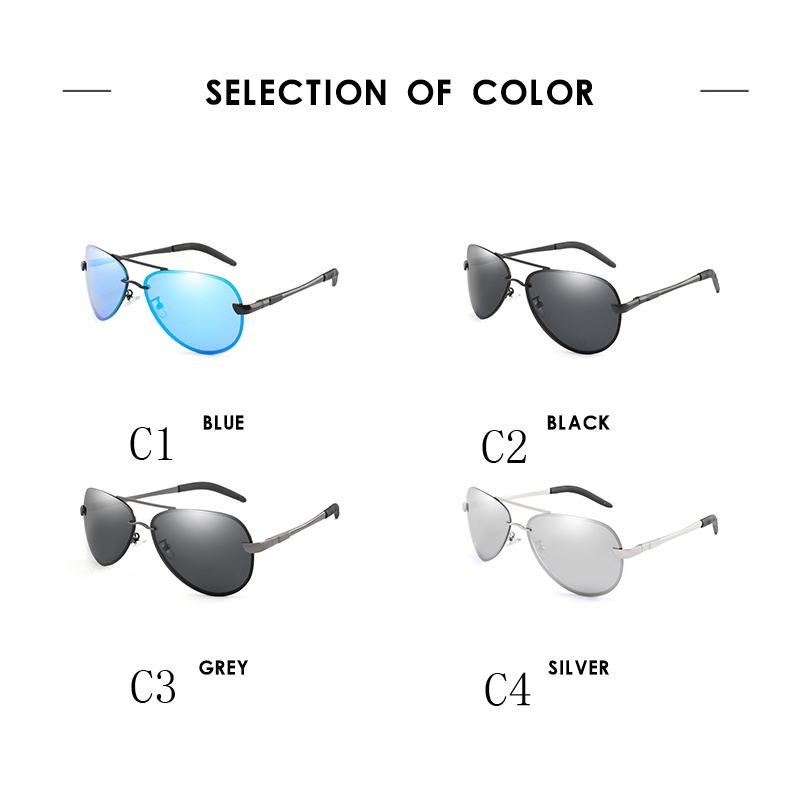 Kính mát phân cực không gọng phong cách cổ điển thời trang cho nam