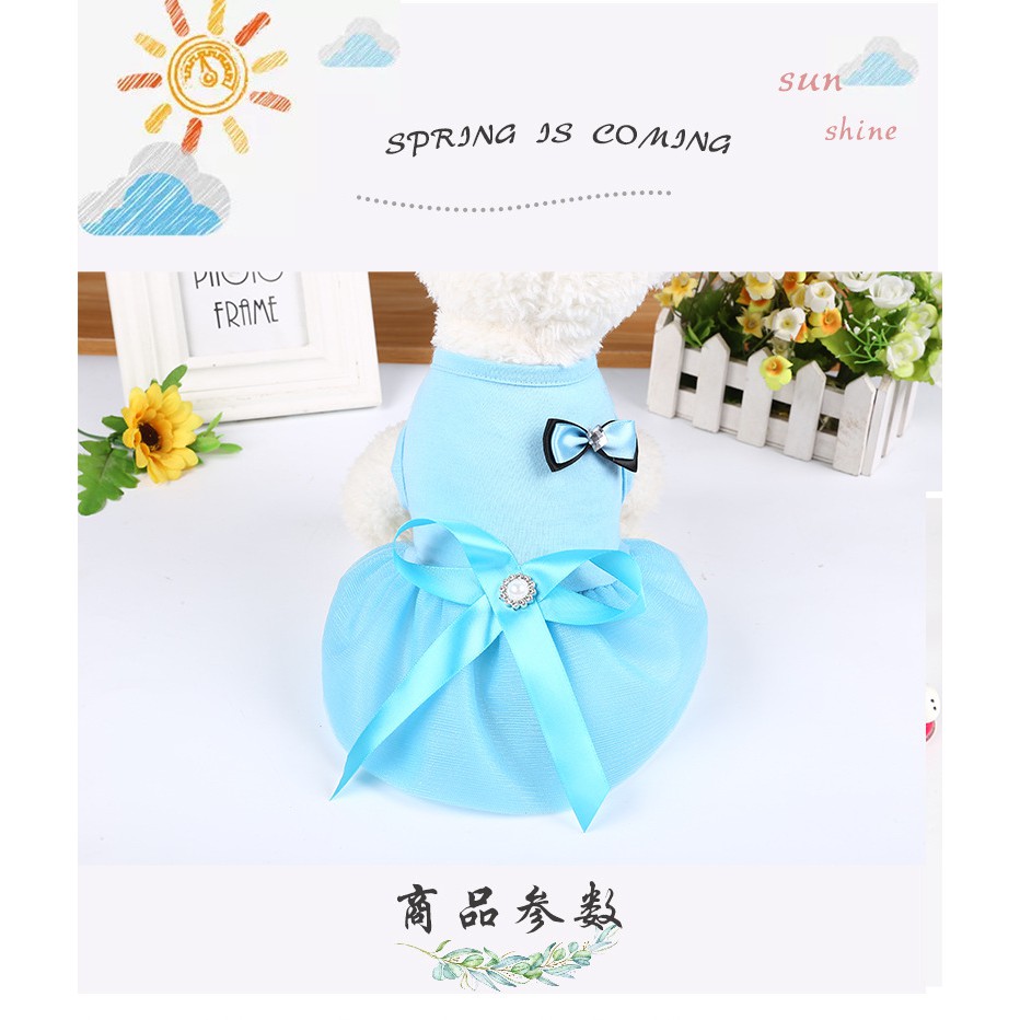 Quần áo chó mèo có 2 nơ - Váy công chúa cho thú cưng mùa hè và mùa đông