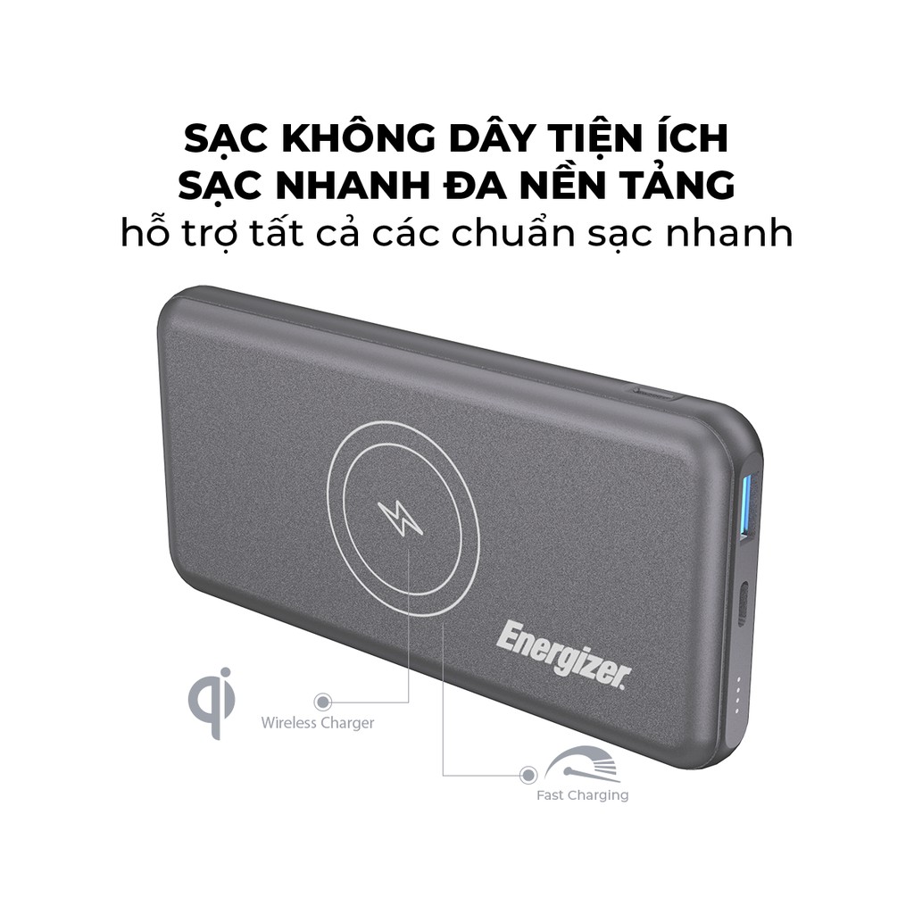  Sạc dự phòng Energizer QE10007PQ 10,000mAh Tích Hợp Sạc Không Dây & Sạc Nhanh Chưa qua