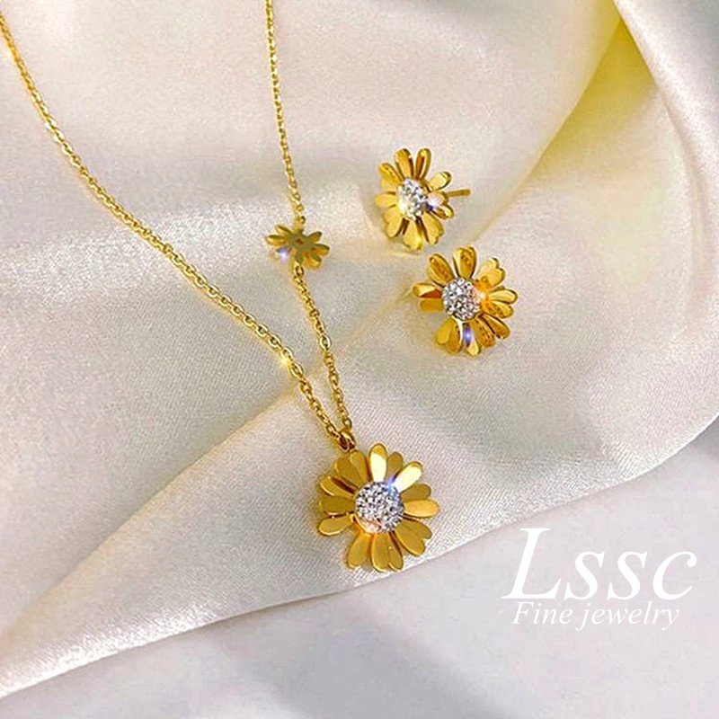 Vòng cổ nữ Daisy Flower dây chuyền Titan không gỉ Thiết kế sang trọng ngọt ngào và dễ thương kiểu Hàn Quốc