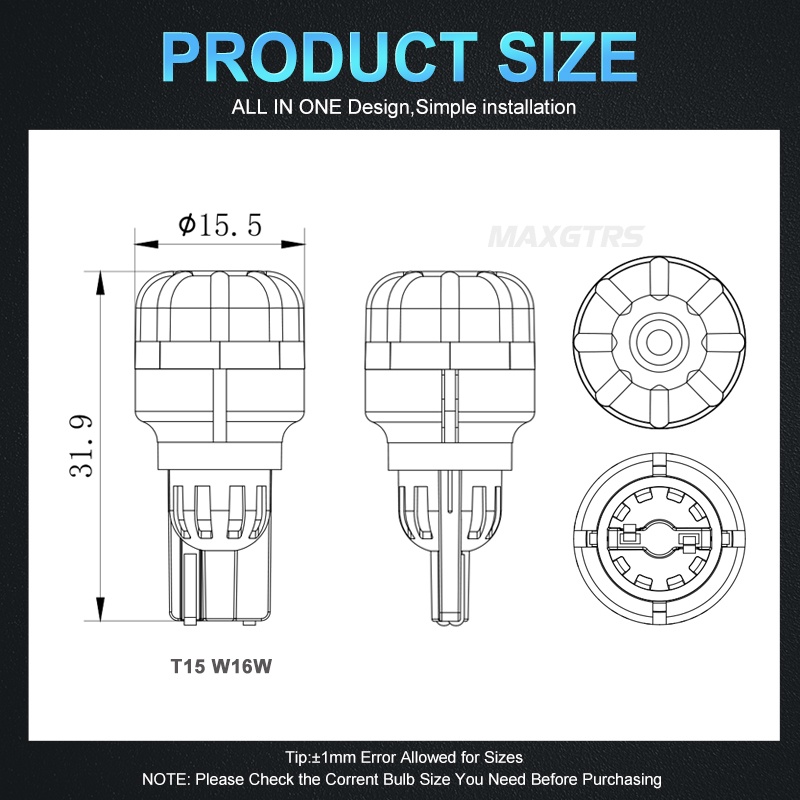 Bộ 2 Đèn Led Tín Hiệu Cao Cấp Cho Xe Hơi Toyota MAXGTRS t15 w16w t15