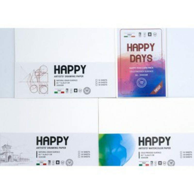 GIẤY VẼ TRANH CHÌ, TRUYỀN THẦN HAPPY Ý 160,200gsm