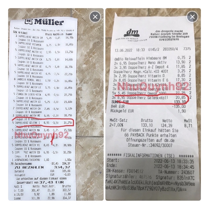 Viên uống bổ  xương khớp glucosamin 1550 Doppel- herz