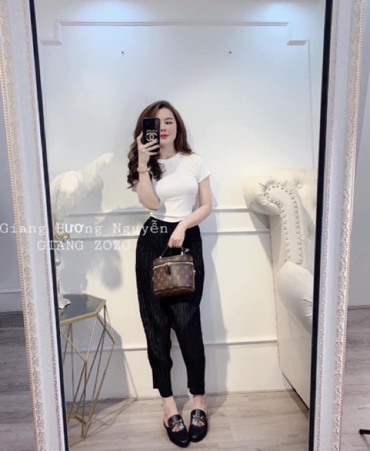 Quần Bom Lụa Xếp Ly Quảng Châu/ Quần Bom Nhăn Ống Bo Dáng Lỡ