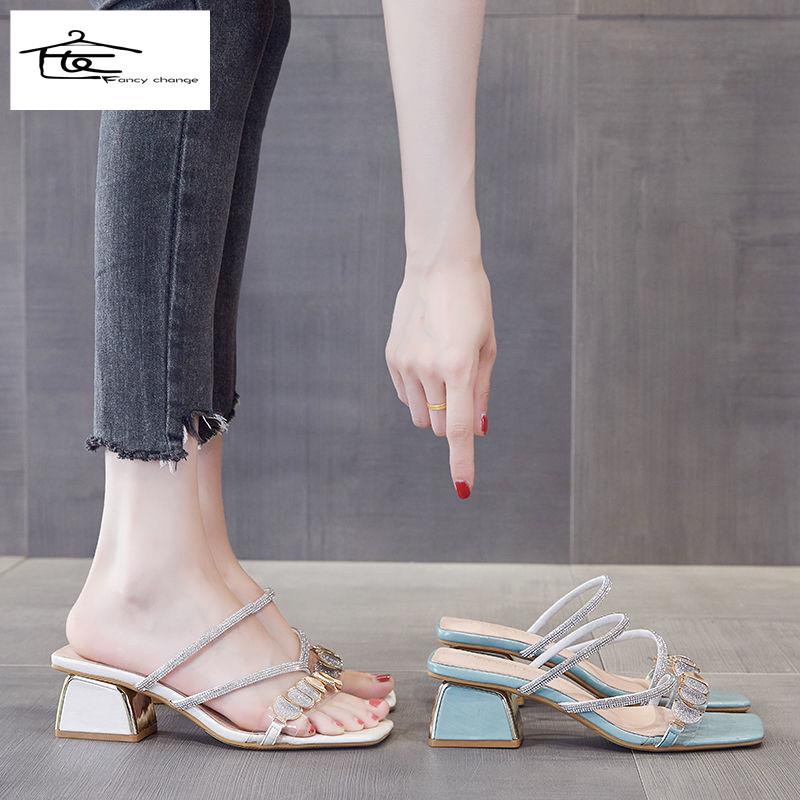 Dép Cao Gót Đính Đá Thời Trang Mùa Hè Dành Cho Nữ