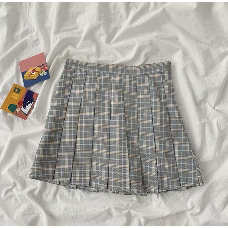 Chân váy ngắn xếp ly kẻ caro phong cách nữ, cạp cao, aimeecloset.vn ảnh thật | BigBuy360 - bigbuy360.vn