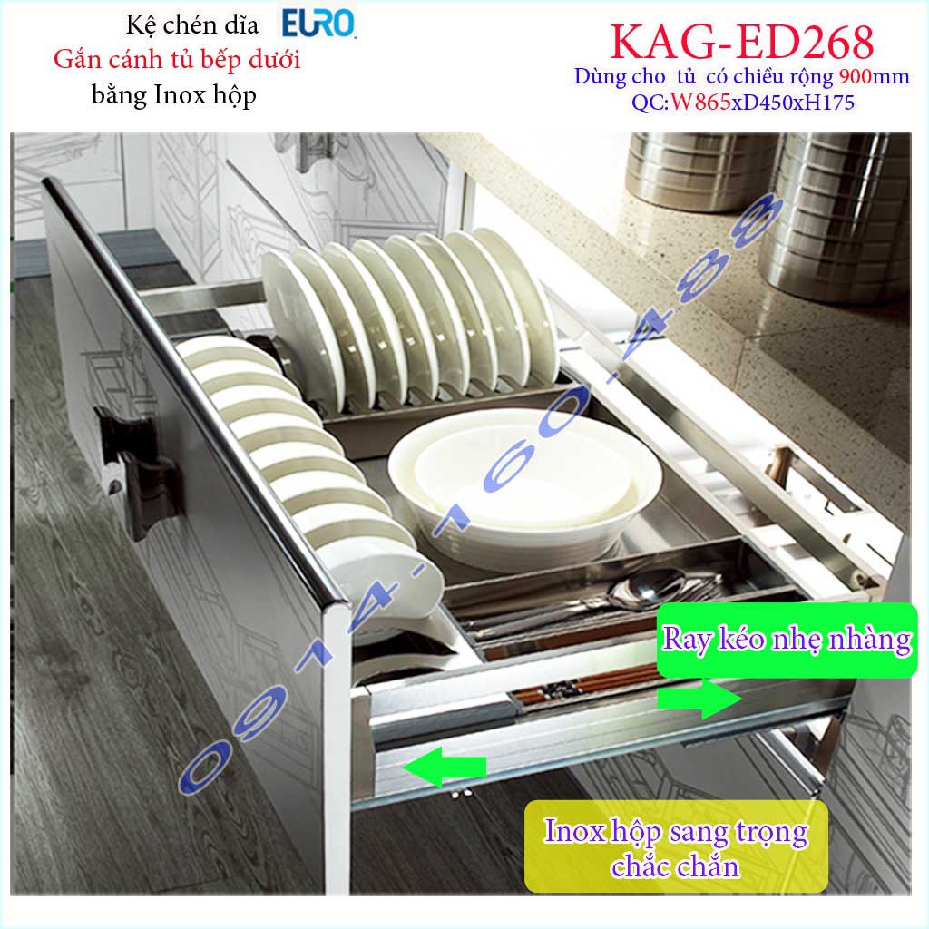 Kệ xoong nồi Euro inox hộp, Kệ đựng chén bát-nồi xoong inox hộp âm tủ ED244-60cm-70cm-75cm-80cm-90cm