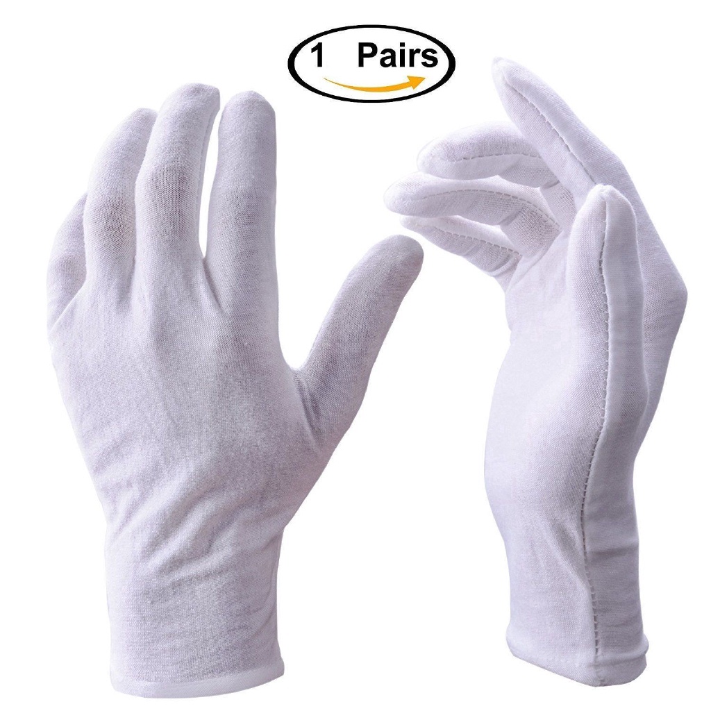1 Đôi Găng Tay Cotton Mềm Mại Màu Trắng Thoáng Khí Dùng Phục Vụ / Làm Việc / Kiểm Tra Tiền Xu