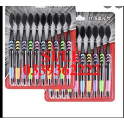[ HAIANHSHOP ] [Set 10 chiếc] Bàn chải đánh răng than tre hoạt tính - Bàn Chải Trắng Răng Giá rẻ Duashop &gt;