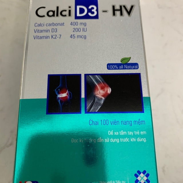 Calci D3 HV lọ 100 viên bổ sung canxi và vitamin d3
