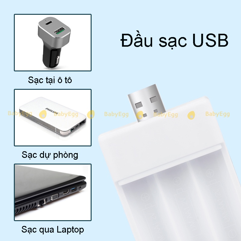 Pin sạc dùng lại nhiều lần kích thước pin tiểu AA pin nhỏ AAA pin tự sạc đầy, bộ sạc pin USB