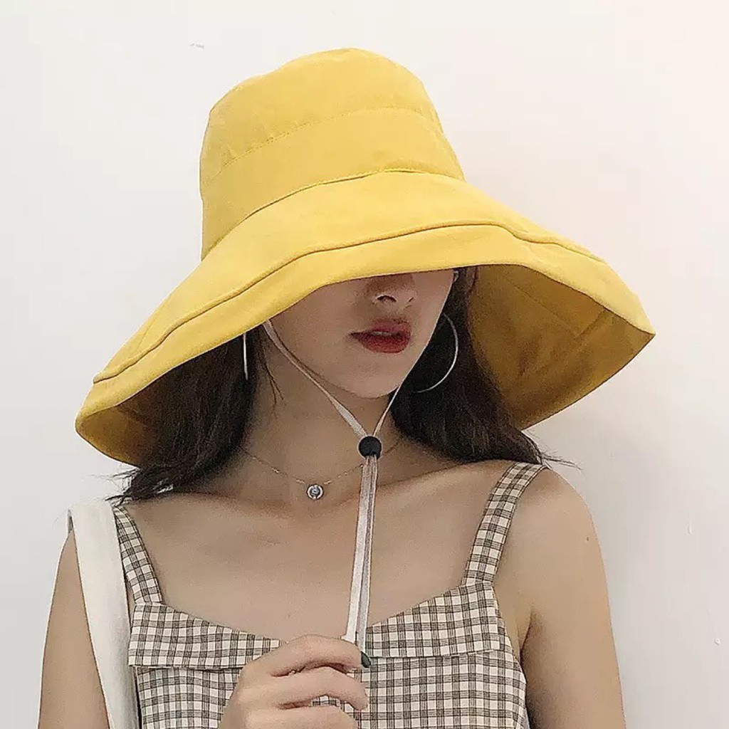Mũ vải rộng vành chống nắng đi biển dành cho nữ ; nón phong cách hàn quốc ; M10 - BONMIE