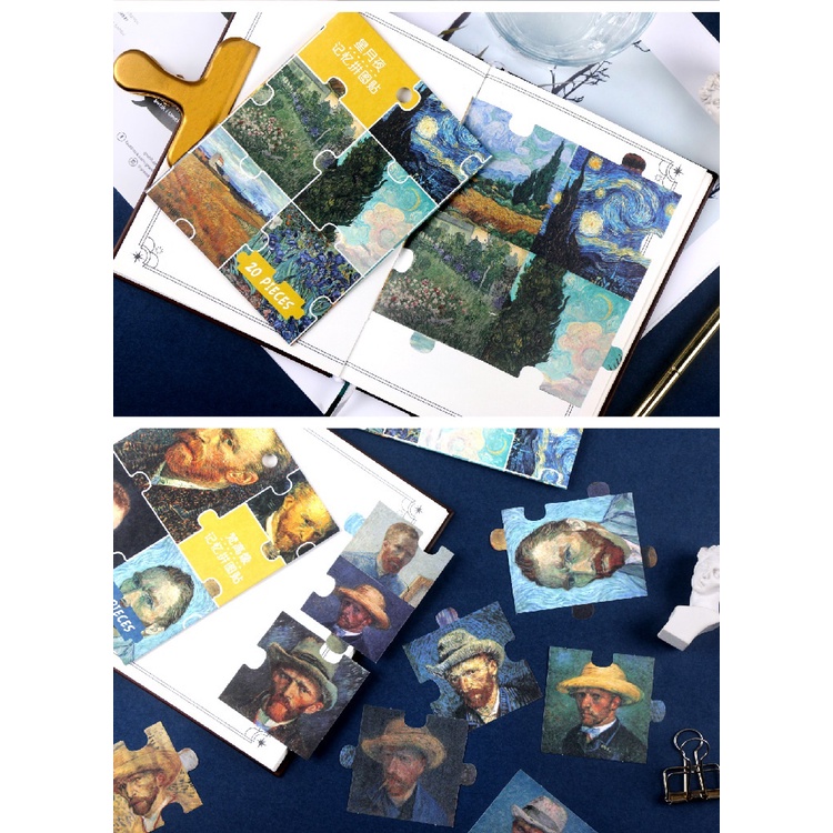 Bộ Xếp Hình Van Gogh 20 Mảnh Sticker - Puzzle Nghệ Thuật Độc Đáo Sáng Tạo Bullet Journal Quà Tặng