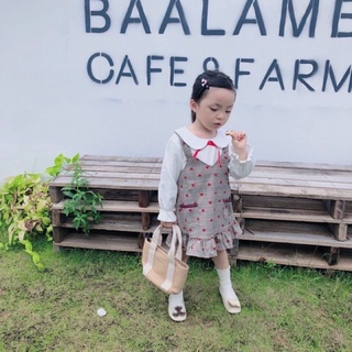Set sơ mi & váy chấm bi trái tim siêu xinh cho bé gái