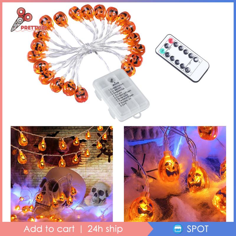 [Prettyia1] Dây Đèn LED 20 Bóng 2.5m Hình Bí Ngô Trang Trí Halloween