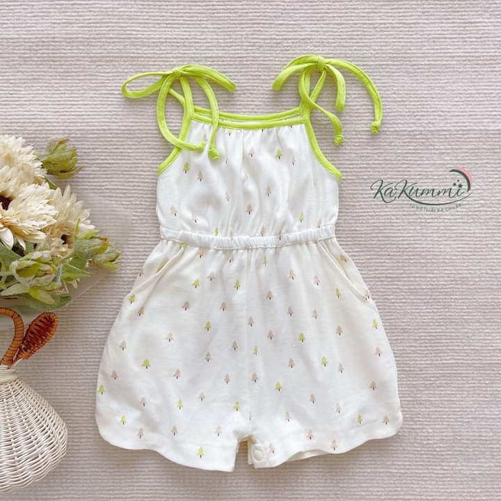 JUMSUIT 2 dây chun eo chất liệu cotton cho bé gái  Kakummi