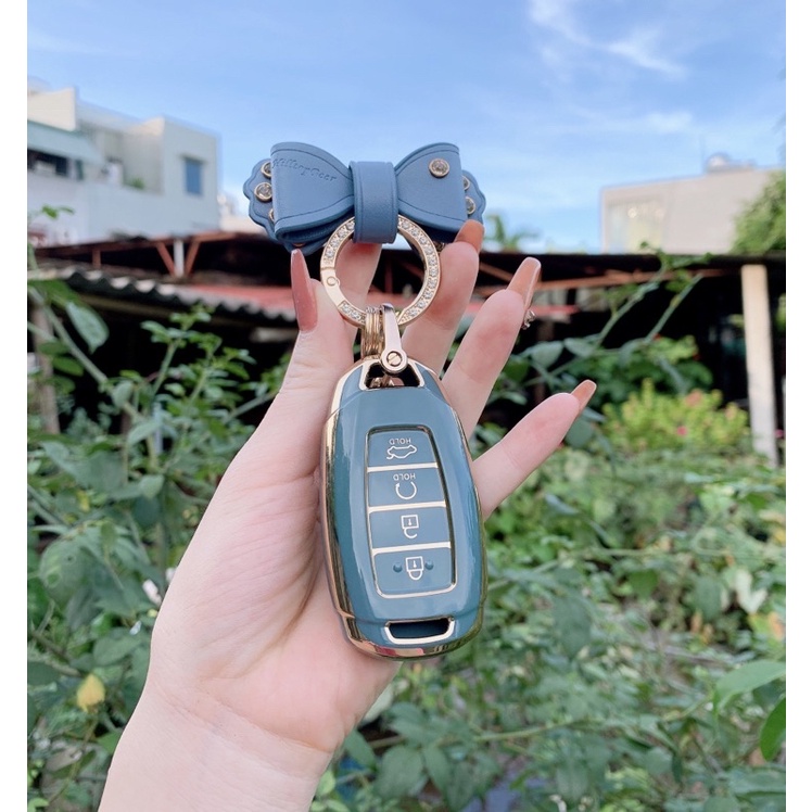 Bao Đựng Chìa Khóa silicon Mạ Bạc Cho Hyundai Accent 2021-2022 Accent 4 Nút