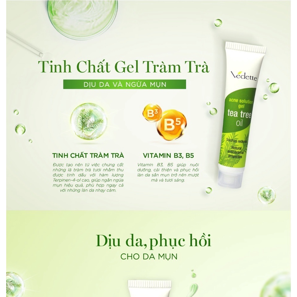 Gel Kháng Khuẩn, Ngừa Mụn Tinh Chất Tràm Trà Vedette 18g