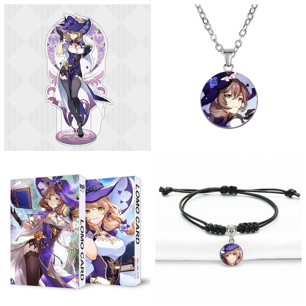 COMBO 4 món nhân vật LISA game GENSHIN IMPACT standee lomo dây chuyền vòng tay anime chibi